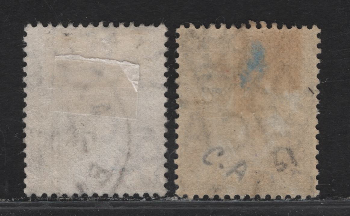 Lot 36 (C) Bahamas SG#84a, 85 2.5d - 4d Deep Dull Blue - Orange Yellow King George V, 1912-1919 KGV Keyplates Issue, 2 Very Fine Used Singles, Multiple Crown CA Wmk