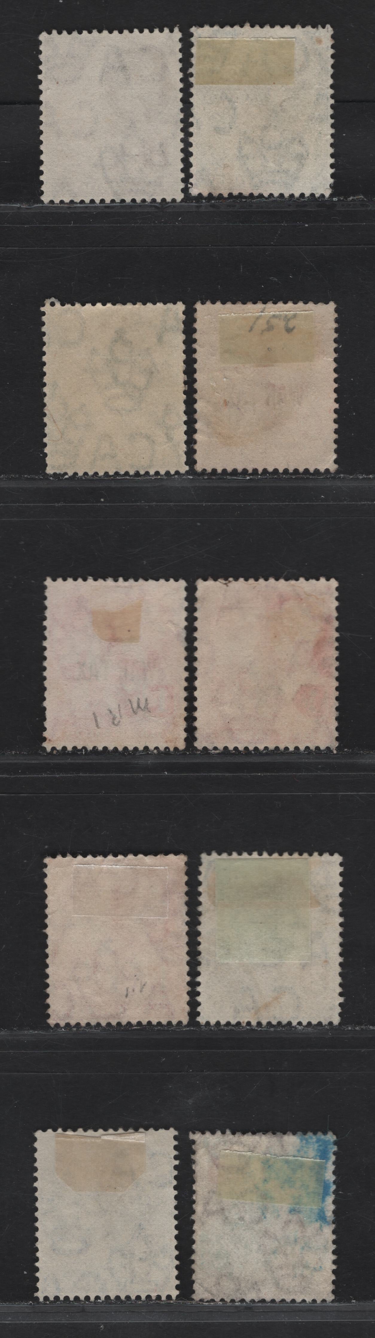 Lot 45 (C) Barbados SG#170-174, 177, 197-198 1/4d - 6d Brown - Dull Purple & Bright Purple King George V, 1912-1916 KGV Badge of Colony Keyplates, 10 Fine/Very Fine Used Singles, Additional Shades & Papers