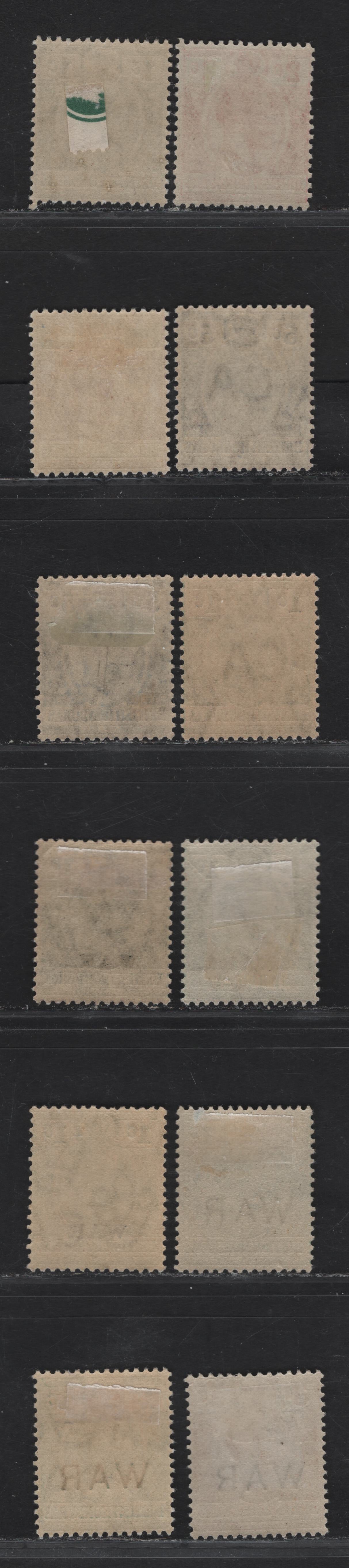 Lot 58 British Honduras SG#101, 102a, 105, 111a, 113, 114, 116, 116b, 119-120 1c - 3c Blue Green - Orange King George V, 1913-1918 KGV Keyplates, 10 F/VFOG Singles, Multiple Crown CA Wmk