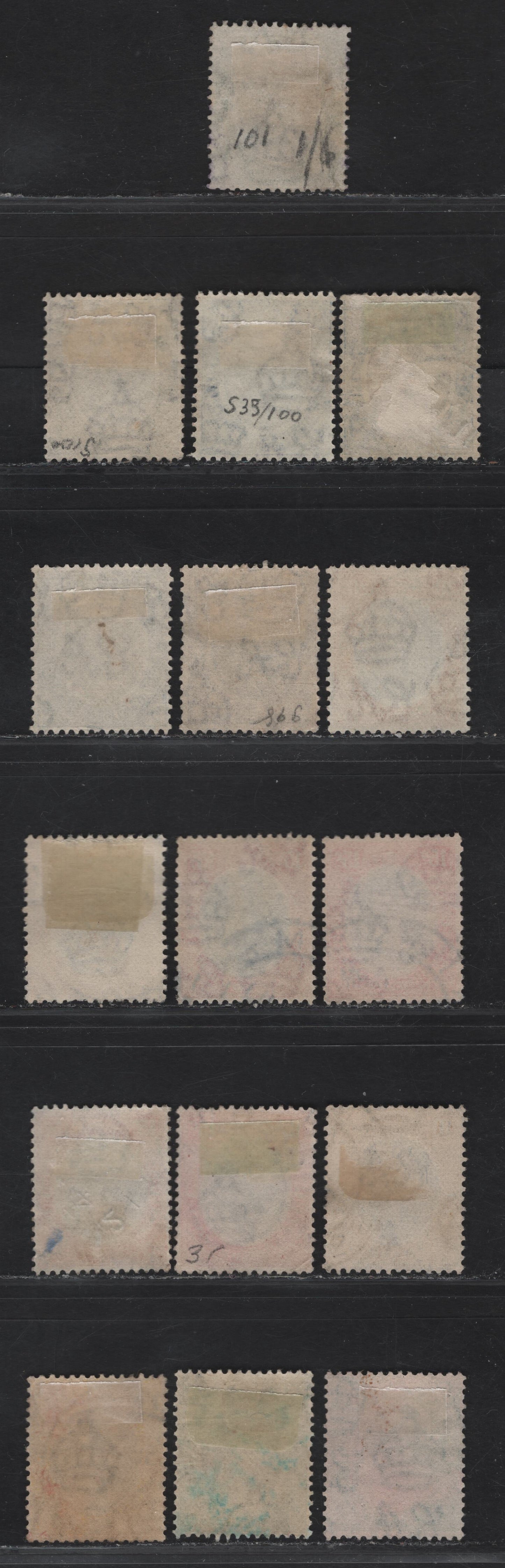 Lot 73 Tanganyika SG#93-98a, 100-101 5c - 75c Green & Black - Olive Green & Black King George V, 1927-1931 KGV Keyplates, 16 Fine/Very Fine Used Singles, script CA Wmk, Additional Shades, 75c Is Revenue Cancel.