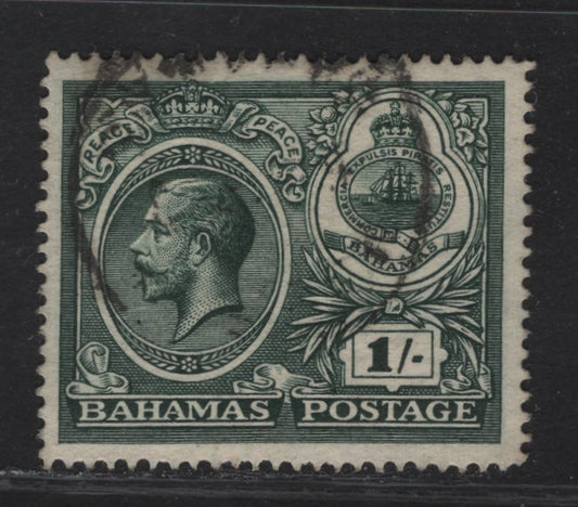 Lot 10 (C)  Bahamas #110 1/- Deep Myrtle Green, 1920 Peace Issue, A Very Fine Used Single