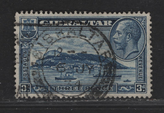 Lot 110 Gibraltar SG#113a 3d Blue Rock of Gibraltar, 1931-1933 KGV Rock of Gibraltar View Issue, A Very Fine Used Single