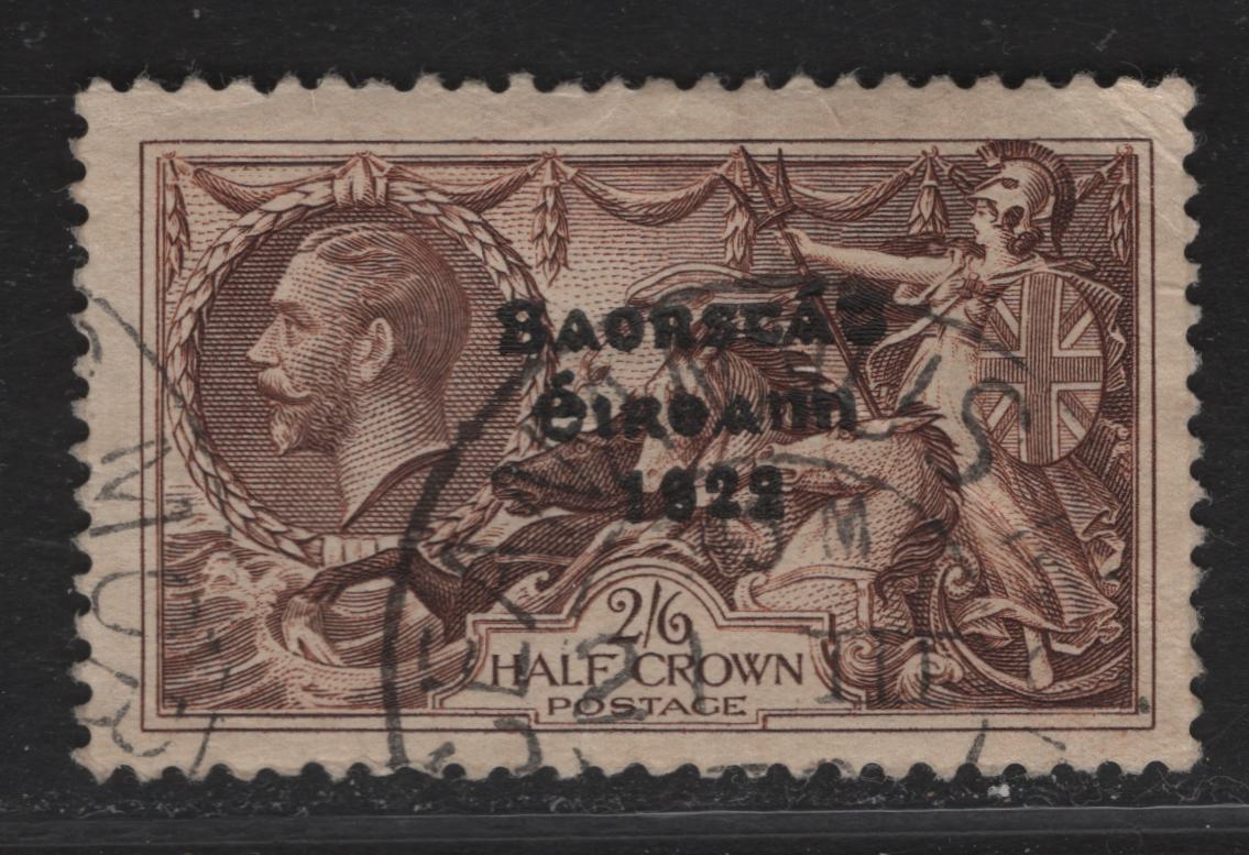 Lot 113 (C) Ireland SG#99 2/6 Chocolate Sea Horses, 1925-1928 KGV Overprinted Issue, A Very Good Used Single, Re-Engraved Issue, Free State Overprint, Corner Crease At Upper Right.