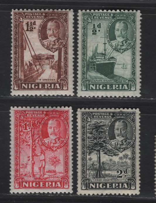 Lot 131 Nigeria SG#34-37 1/2d - 2d Dull Green - Black Apapa Wharf - Timber Industry, 1938-1951 Pictorial Issue, 4 F/VFNH Singles