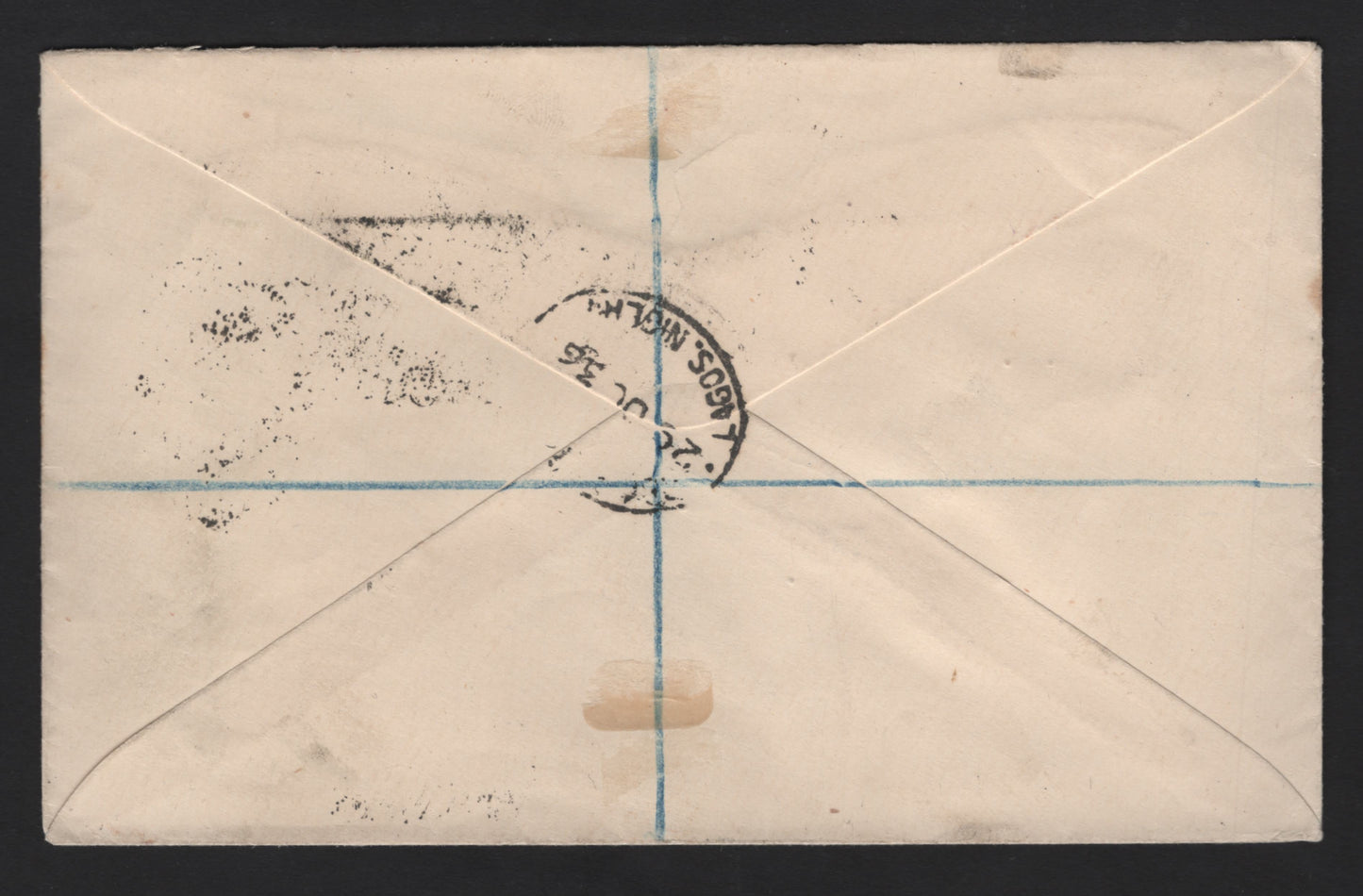 Lot 136 Nigeria SG#41 1/- Sage Green Fulani Cattle, 1938-1951 Pictorial Issue, A Very Fine Used Cover, Franked With Single, First Flight Registered Cover to London, Sent October 29, 1936.