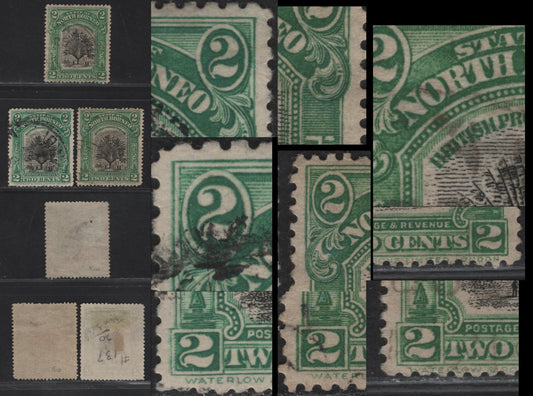 Lot 138 (C) North Borneo SG#160, 160bvar 2c Green & Black Travellers' Tree, 1909-1923 Pictorial Issue, 2 Very Fine Used Singles, All Showing Similar Major Re-entries In Which Large Parts Of The Frame And Outer Value Tablets Are Doubled, Unlisted