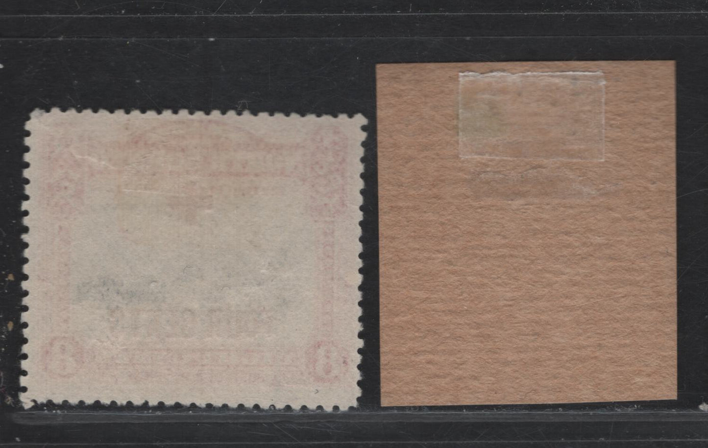 Lot 141 Northern Borneo SG#241, 244 8c+4c - 16c+4c Lake & Black - Brown Lake & Black Plouging with Buffalo - Rhinoceros Hornbill, 1918 Surcharged Pictorial Issue, 2 Fine Used Singles