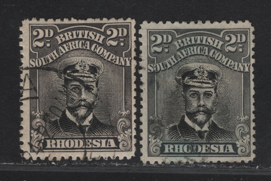 Lot 154 (C) Rhodesia SG#256-257 2d Black & Gray Black - Black & Gray King George V, 1919 Admiral Issue, 2 Fine/Very Fine Used Singles, Die 3, Perf 14