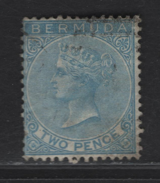 Lot 210 (C) Bermuda SG#3 2d Dull Blue Queen Victoria, 1865-1903 Queen Victoria Keyplate Issue, A Very Good Used Single, Crown CC Wmk, Some Short Perfs at LL