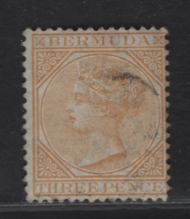 Lot 211 (C) Bermuda SG#5a 3d Yellow Buff Queen Victoria, 1865-1903 Queen Victoria Keyplates, A Fine Used Single, Crown CC Wmk