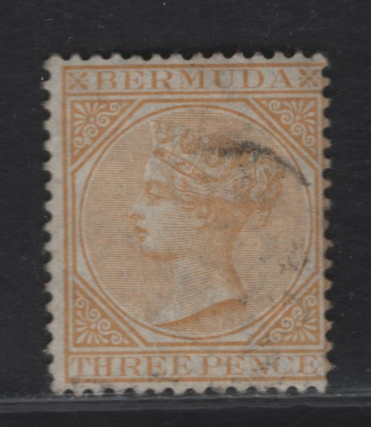 Lot 211 (C) Bermuda SG#5a 3d Yellow Buff Queen Victoria, 1865-1903 Queen Victoria Keyplates, A Fine Used Single, Crown CC Wmk