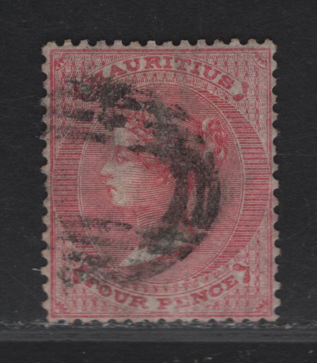 Lot 215 (C) Mauritius SG#48 4d Rose Queen Victoria, 1860-1863 Queen Victoria Issue, A Fine Used Single, De La Rue Printing, Unwatermarked