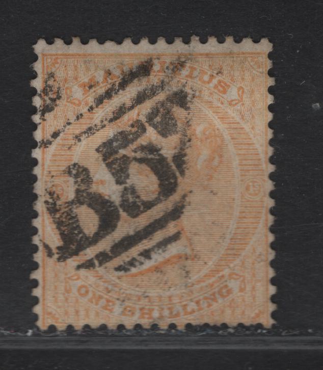 Lot 216 (C) Mauritius SG#68 1/- Yellow Queen Victoria, 1863-1872 Queen Victoria Keyplates Issue, A Fine Used Single, Crown CC Wmk