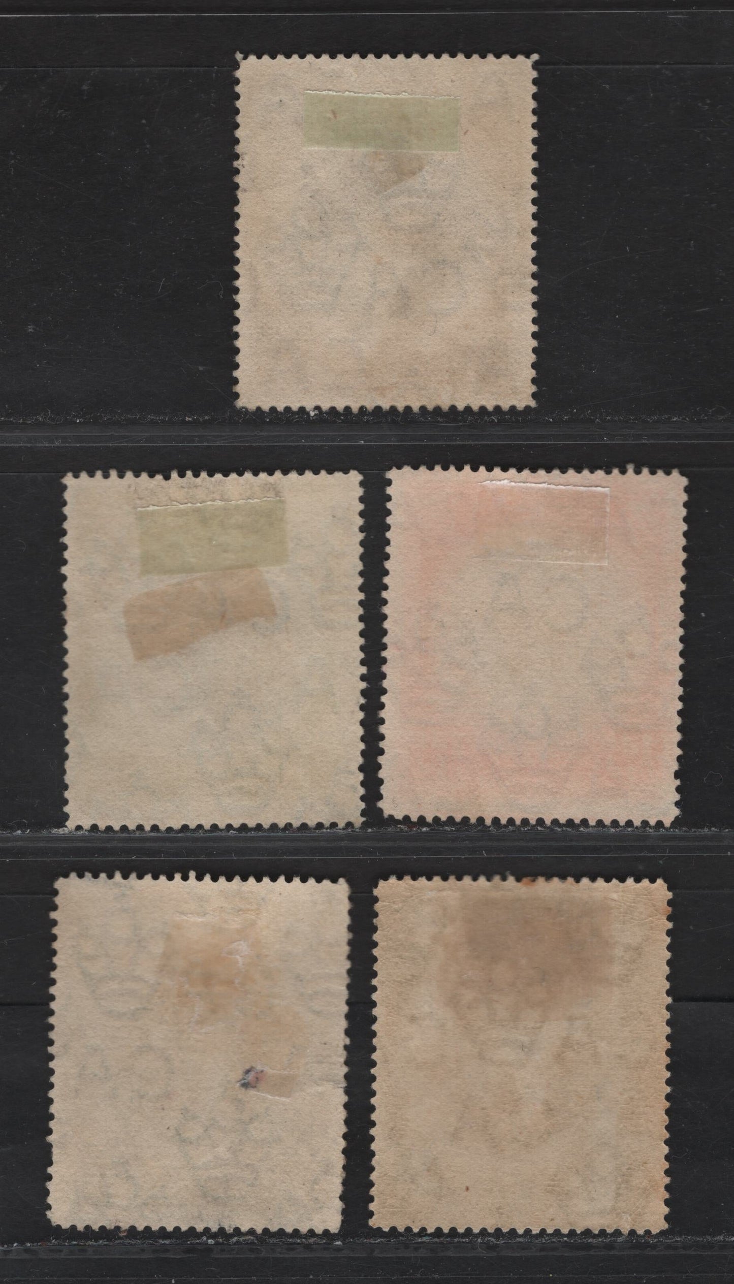 Lot 22 (C)  Barbados #201-204, 207 1/4d Black & Bistre Brown - 4d Black & Blue Green, 1920 Victory Issue, 5 F & VF Postally Used Singles