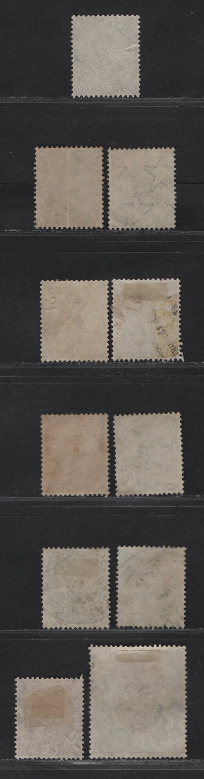 India SG#201-203, 206-207, 209-212, 214 3p - 1r Slate - Chocolate & Green King George V, 1926-1933 KGV Keyplates, 10 Fine/Very Fine Used Singles, Multiple Star Wmk