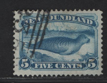 Lot 258 (C) Newfoundland #55 5c Bright Blue Harp Seal, 1880-1896 4th Cents Issue, A Very Fine Used Single, Paper Cents-D, Perf 12.25x12.1