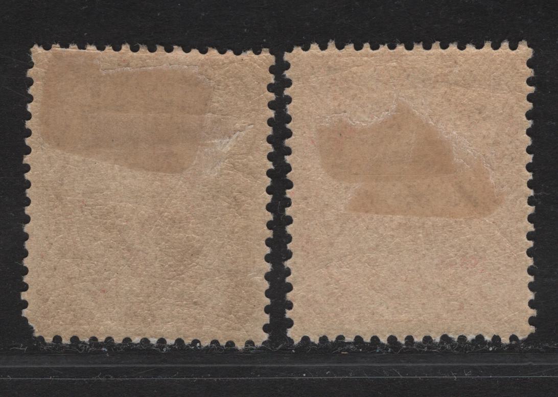 Lot 266 (C) Newfoundland #105-106 2c - 3c Carmine Red - Lake Brown Prince of Wales - Prince Albert, 1911 Royal Family Issue, 2 VFOG Singles, Line Perf 14x14.1 & Comb Perf 13.8x14.1, Paper WM-B
