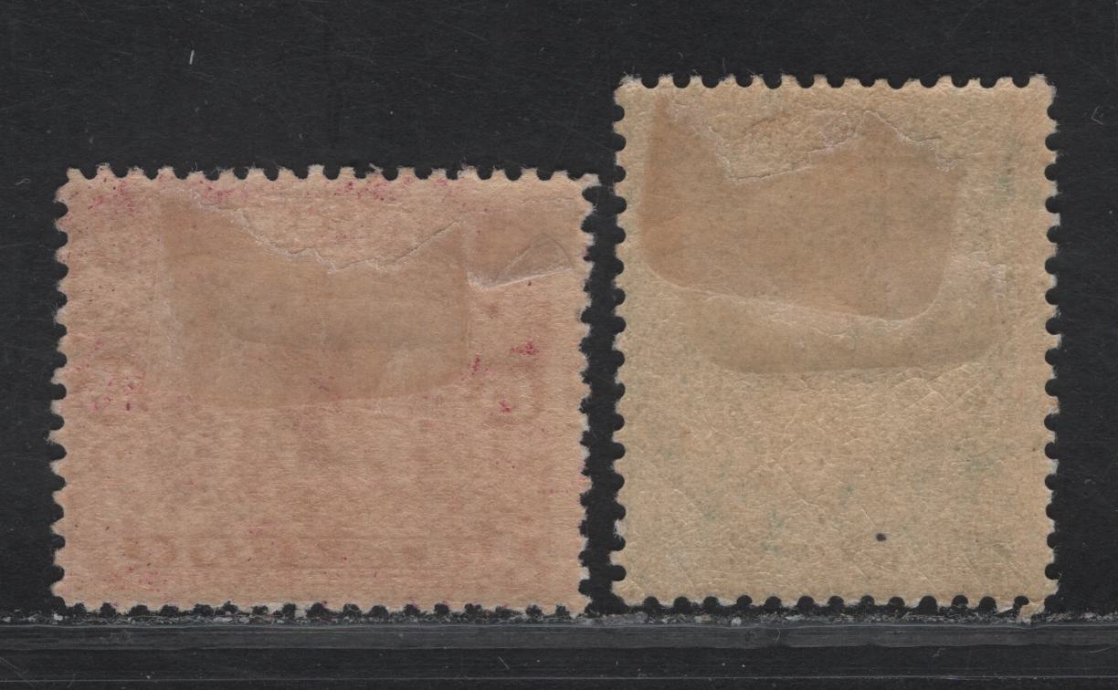 Lot 271 (C) Newfoundland #112, 114 10c - 15c Bottle Green Queen Alexandra - Colony Seal, 1911 Royal Family Issue, 2 FOG Singles, Paper WM-B (10c) Comb Perf 13.8x14, Paper WM-E (15c) Line Perf 14.1