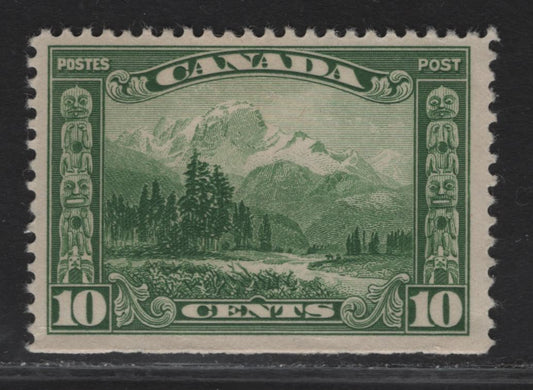 Lot 281 (C) Canada #155 10c Green Mount Hurd, 1928-1929 KGV Scroll Issue, A VFOG Single, Paper ABN-M, Lower Sheet Margin Single With Natural Straight Edge
