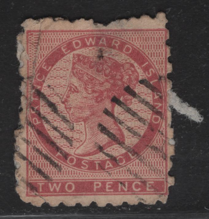 Lot 285 (C) PEI #1a 2d Deep Rose Queen Victoria, 1861 Pence Issue, An Ungraded Single, Presentable But Severly Faulty, Mostly On Piece