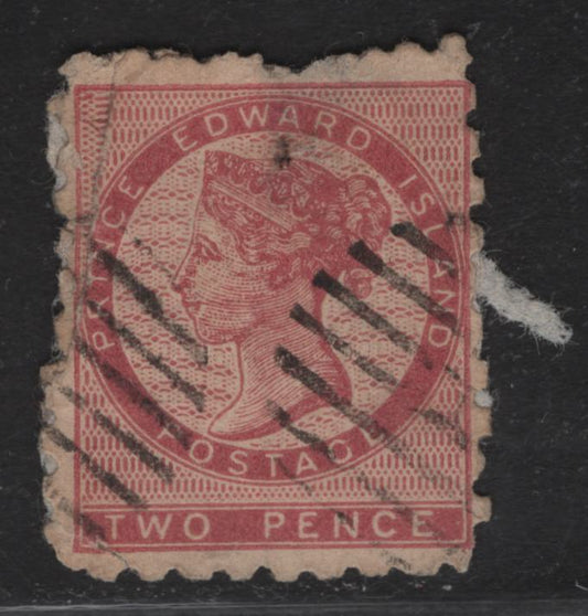 Lot 285 (C) PEI #1a 2d Deep Rose Queen Victoria, 1861 Pence Issue, An Ungraded Single, Presentable But Severly Faulty, Mostly On Piece