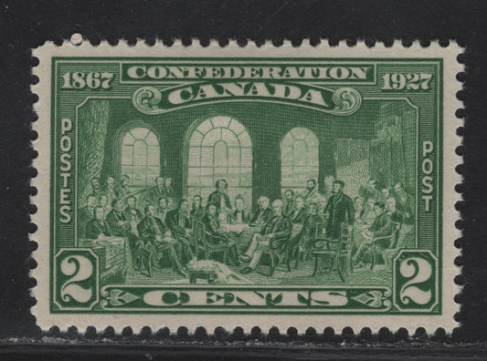 Lot 288 (C) Canada #142 2c Green Fathers of Confederation, 1927 60th Anniv. Of Confederation Issue, A SUPOG Single, Jumbo Margin, Paper ABN-M, Hard To Find This Nice.