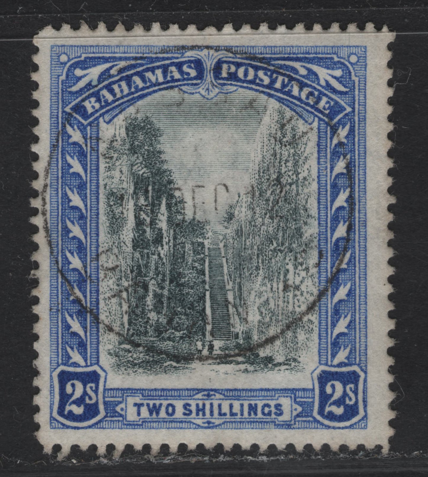 Lot 3 (C)  Bahamas #60 2/- Black & Blue, 1901-1903 Queens Staircase Deisgn, Wmk Crown CC Issue, A Fine Used Single