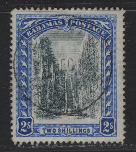 Lot 3 (C)  Bahamas #60 2/- Black & Blue, 1901-1903 Queens Staircase Deisgn, Wmk Crown CC Issue, A Fine Used Single