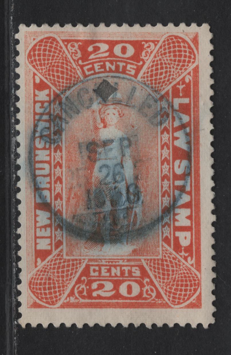 Lot 302 (C) New Brunswick #NBL9 20c Vermillion Justice, 1890-1900 New Brunswick Law Issue, A Fine Used Single