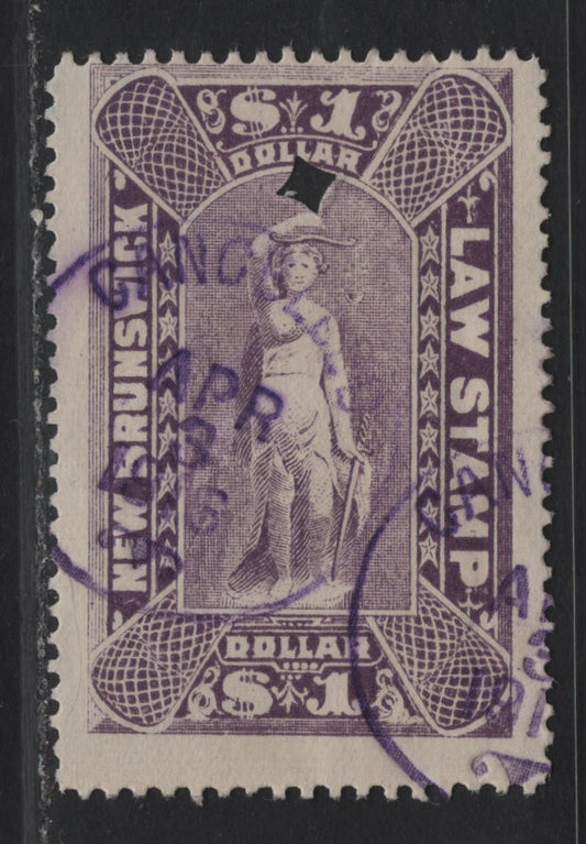 Lot 305 (C) New Brunswick #NBL11 $1 Violet Justice, 1890-1900 New Brunswick Law Issue, A Fine Used Single