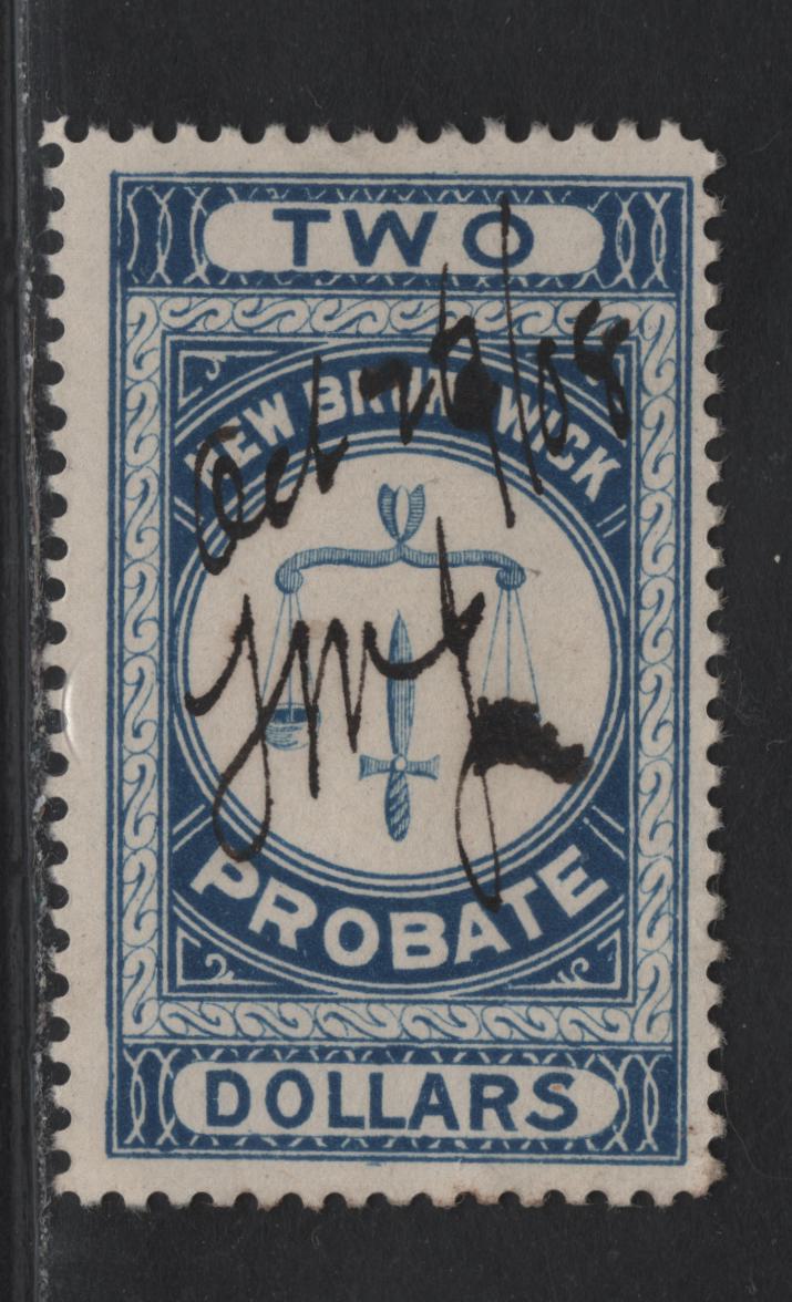 Lot 316 (C) New Brunswick #NBP4 $2 Blue Scales, 1895 First Probate Issue, A Fine Used Single, Perf 12