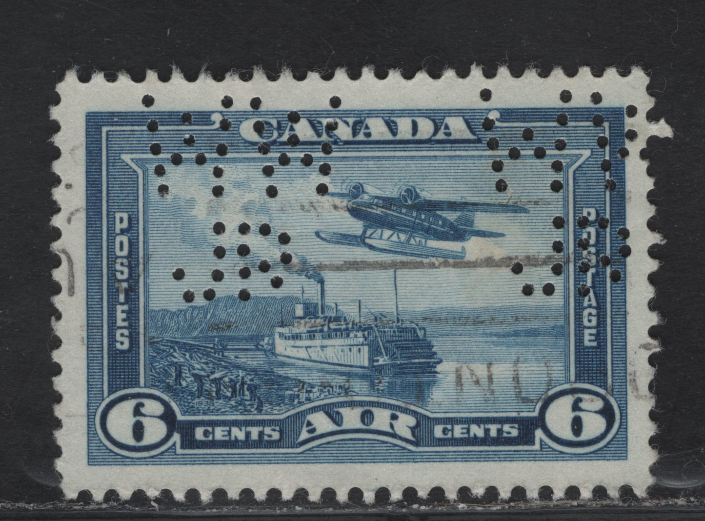 Lot 333 Canada #C6 6c Deep Dull Blue Monoplane, 1938 Airmail Issue, A Very Fine Used Single, Paper CBN-V, Perf 11.9, Upright William Wrigley JR Company.
