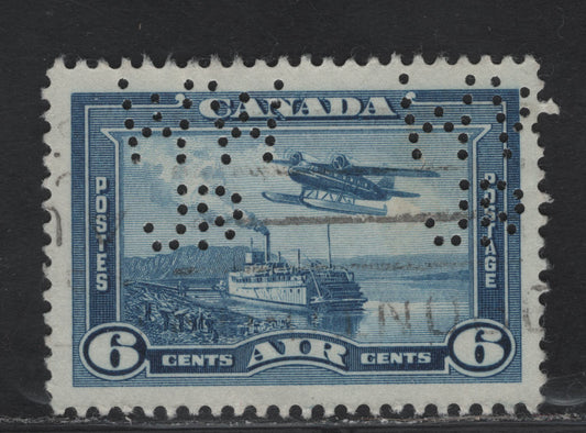Lot 333 Canada #C6 6c Deep Dull Blue Monoplane, 1938 Airmail Issue, A Very Fine Used Single, Paper CBN-V, Perf 11.9, Upright William Wrigley JR Company.
