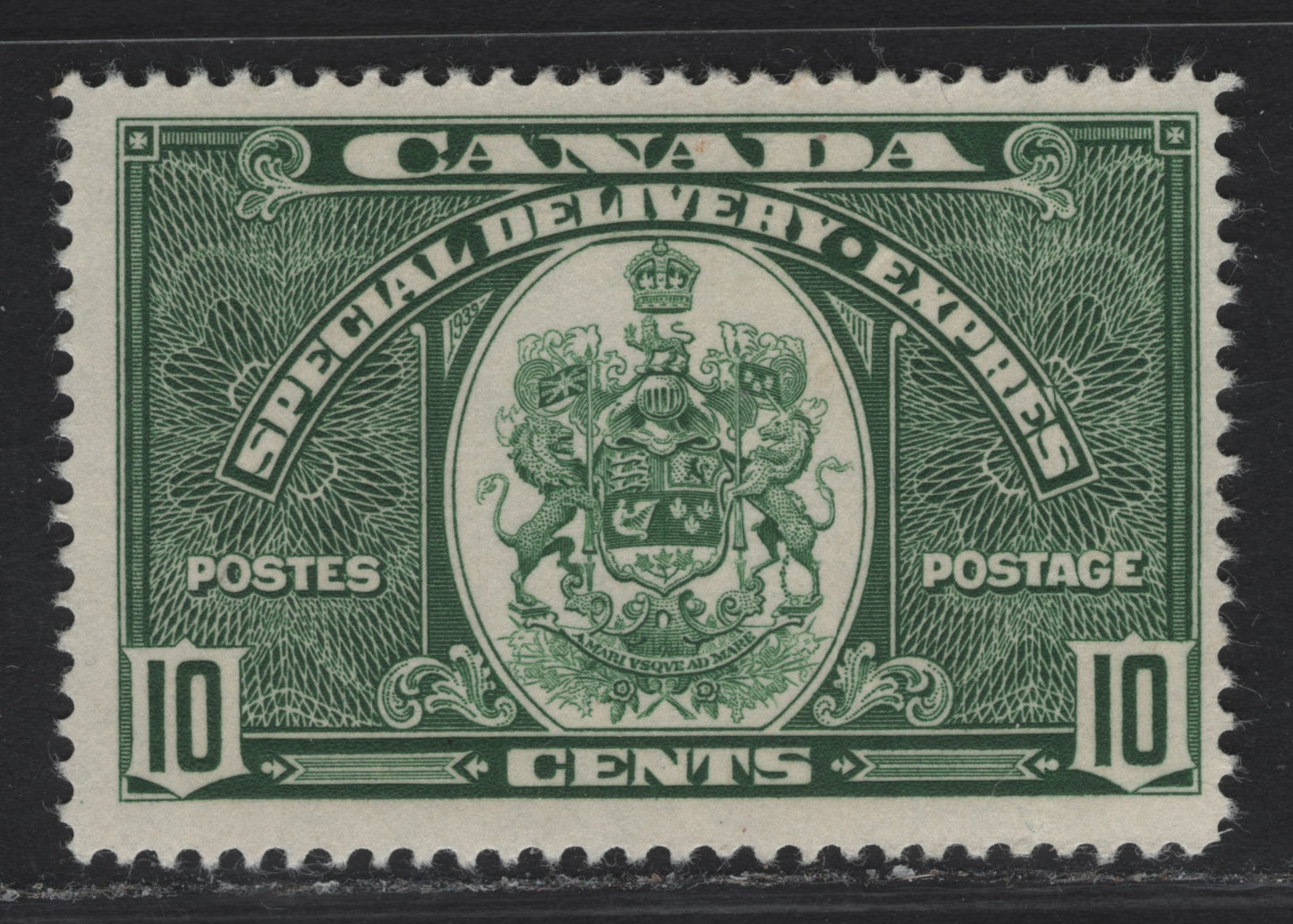 Lot 338 Canada #E7 10c Green Emblem, 1939 Special Delivery Issue, A FOG Single, CBN-II, Perf 11.9x12