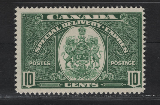 Lot 348 Canada #E7 10c Deep Green Emblem, 1939 Special Delivery Issue, A FOG Single, Paper/Gum CBN-LL, Perf 11.9x11.95