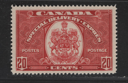 Lot 352 Canada #E8 20c Carmine Emblem, 1939 Special Delivery Issue, A VFOG Single, Paper/Gum CBN-II, Perf 11.85x11.9