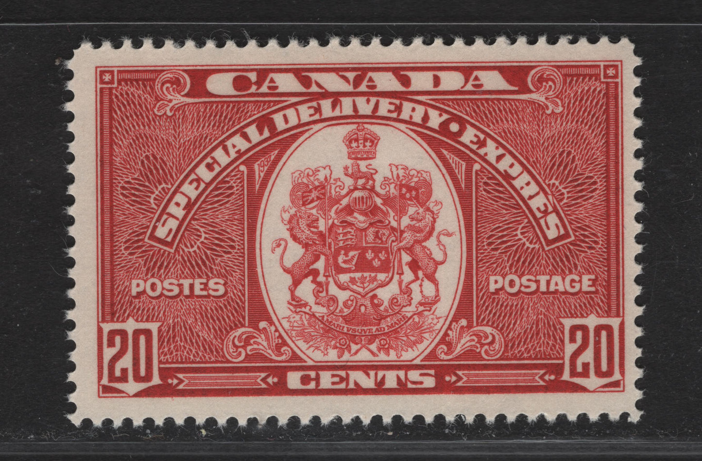 Lot 354 Canada #E8 20c Carmine Emblem, 1939 Special Delivery Issue, A FNH Single, Paper/Gum CBN-LL, Perf 12x11.85