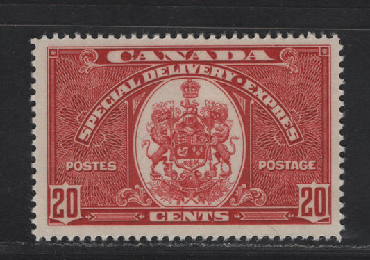 Lot 355 Canada #E8 20c Carmine Emblem, 1939 Special Delivery Issue, A VFOG Single, Paper/Gum CBN-LL, Perf 11.95