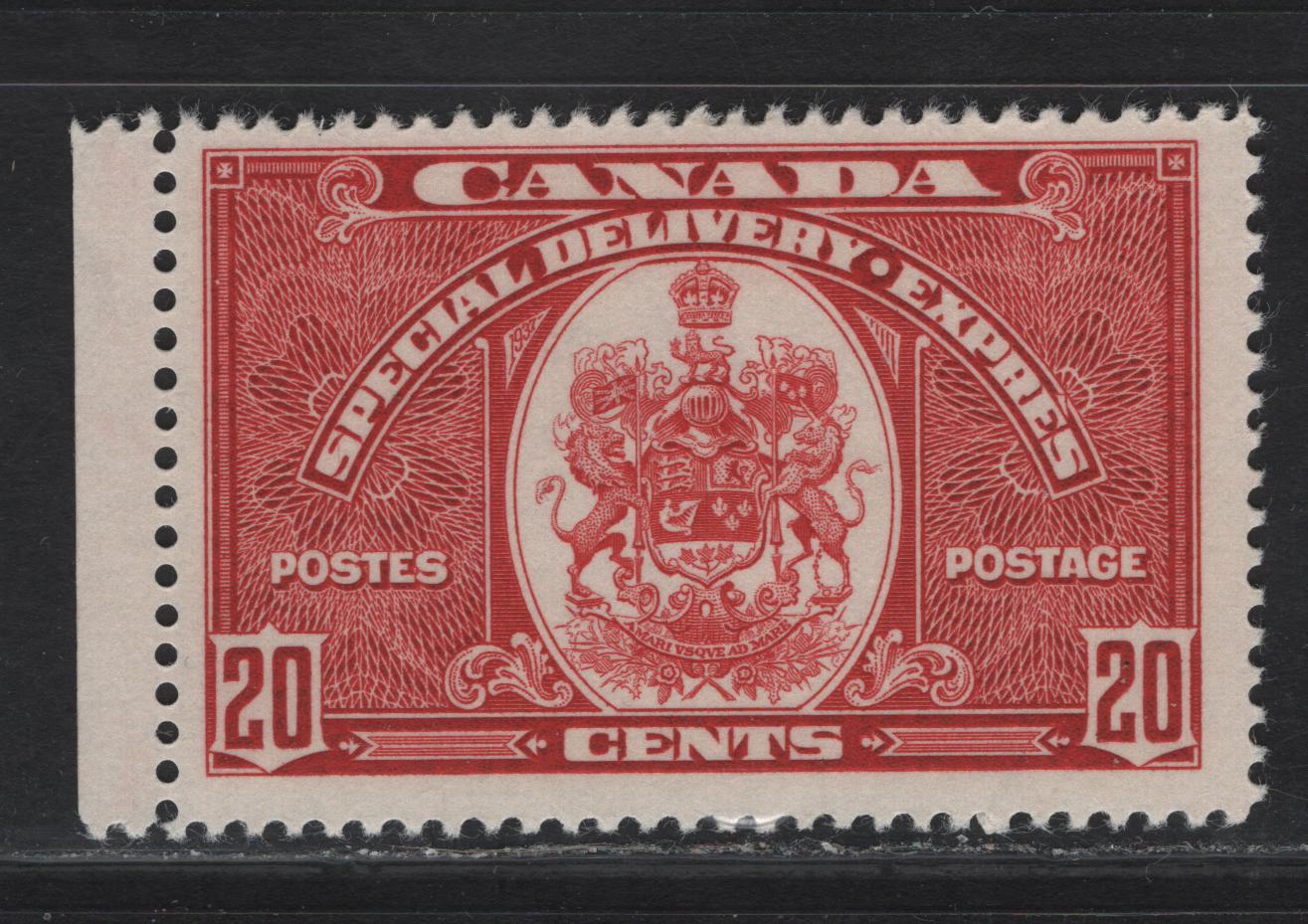 Lot 356 Canada #E8 20c Carmine Emblem, 1939 Special Delivery Issue, A FOG Single, Paper/Gum CBN-NN, Perf 11.9