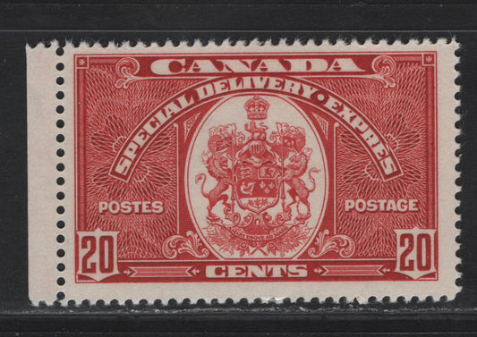 Lot 356 Canada #E8 20c Carmine Emblem, 1939 Special Delivery Issue, A FOG Single, Paper/Gum CBN-NN, Perf 11.9