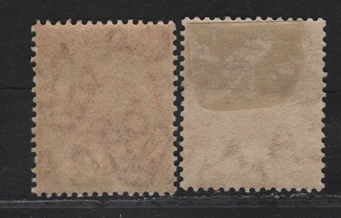 Lot 36 Bermuda SG#50-a 6d Purple - Pale Claret Caravel, 1910-1925 Caravel Definitives, 2 FOG Singles, Multiple Crown CA Wmk, Comb Perf 14