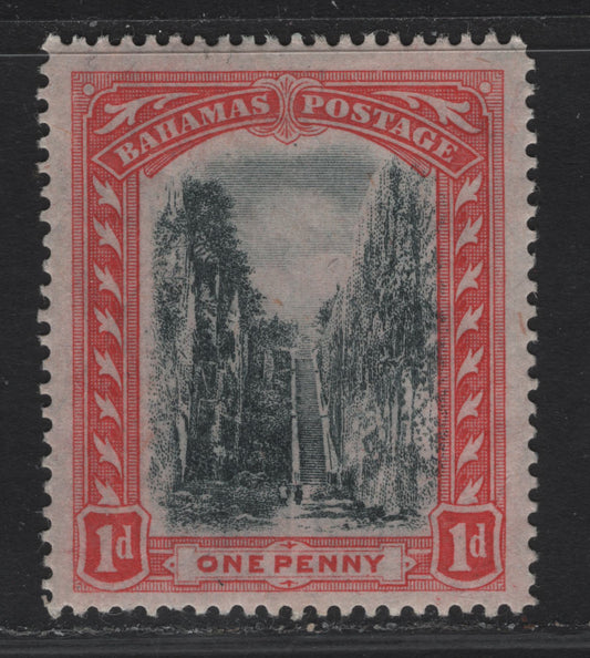 Lot 4 Bahamas #75 1d Black & Red, 1911-1919 Queens Staircase Definitives, Wmk Multiple Crown CA Issue, A FOG Single