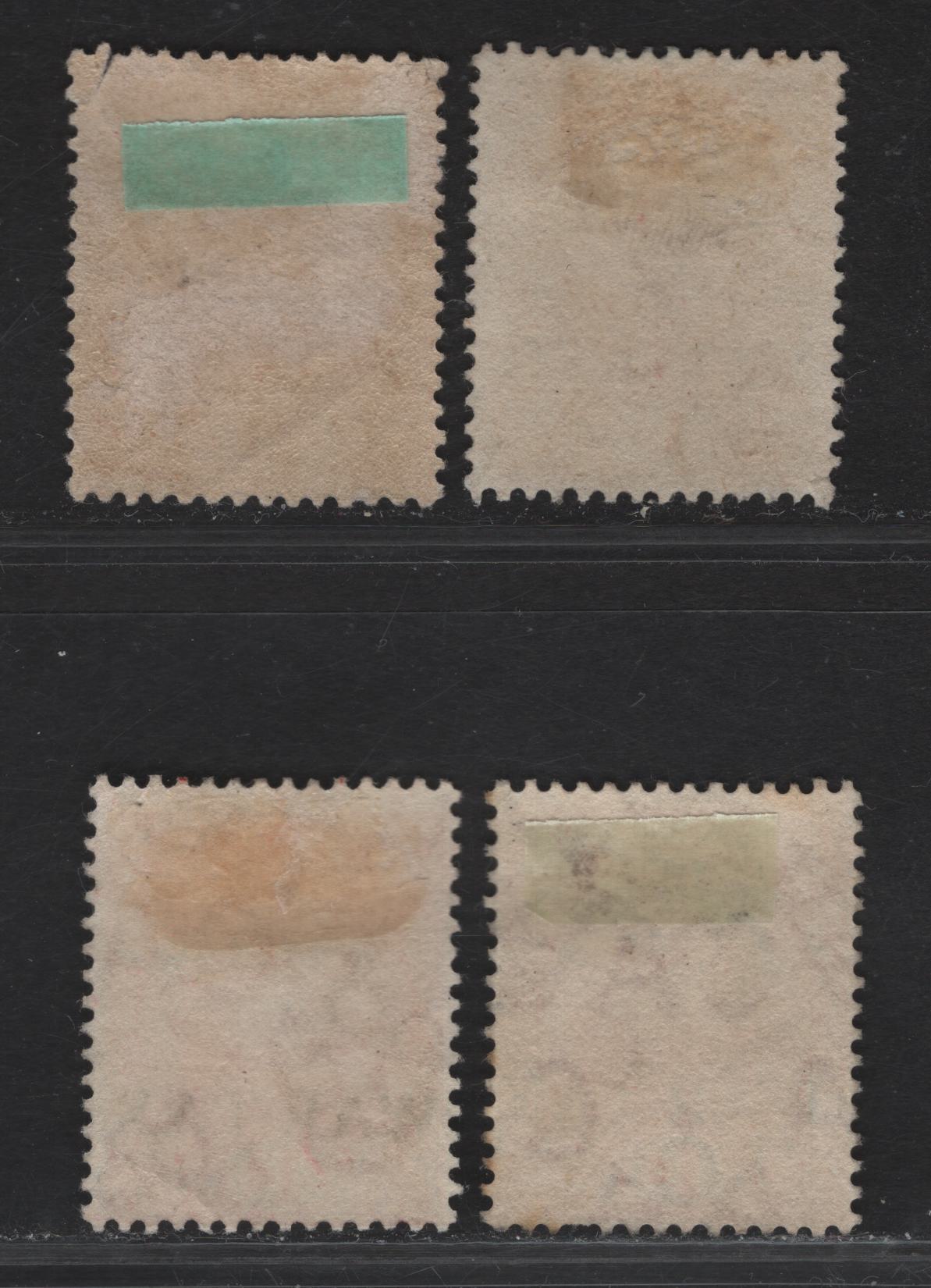 Lot 43 (C) Bermuda SG#56-a, 58 1d Rose Red Caravel, 1918-1920 War Tax Overprinted Issue, 4 Fine Used Singles, Perfs 14 & 13.8x14, Both Perfs For Both Overprint Types