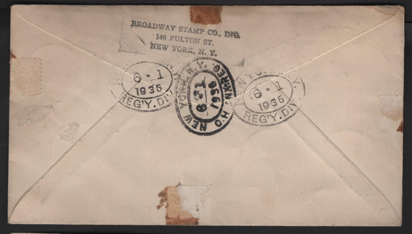 Lot 88 Bermuda SG#98-106 1/2d - 1/6 Emerald - Brown Red Hole - Gardener's Cottage, 1936-1947 KGV Pictorial Issue, A Very Fine Used Cover, Complete Set On 1936 Registered Philatelic Cover To New York