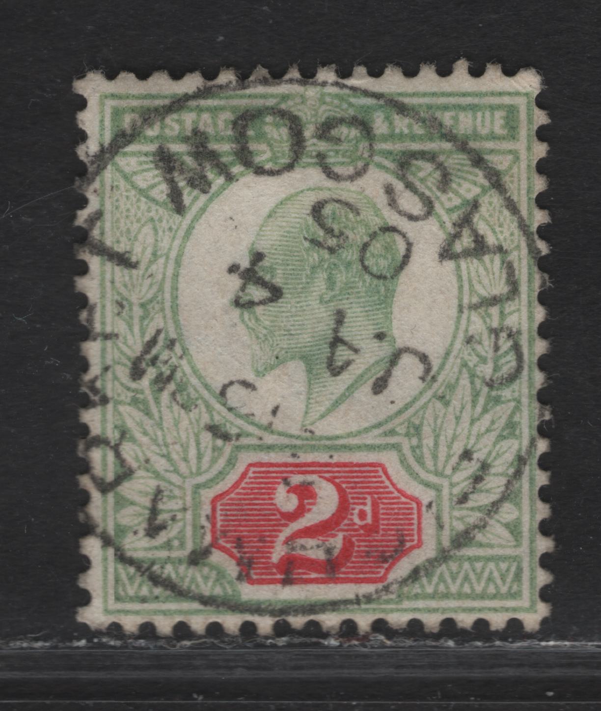 Lot 107 Great Britain SC#130 (SG#225) 2d Yellowish Green & Carmine King Edward VII, 1902-1910 King Edward VII Issue, A Fine Used Single, DLR Printing, January 4 1905 Glasgow CDS