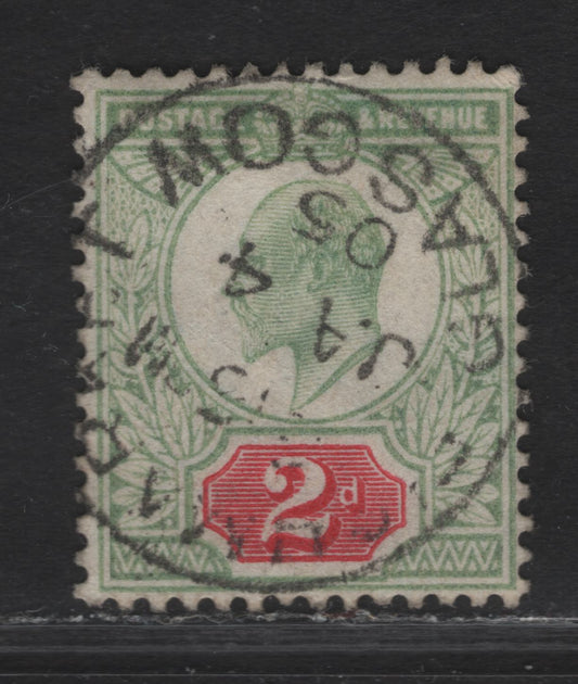 Lot 107 Great Britain SC#130 (SG#225) 2d Yellowish Green & Carmine King Edward VII, 1902-1910 King Edward VII Issue, A Fine Used Single, DLR Printing, January 4 1905 Glasgow CDS