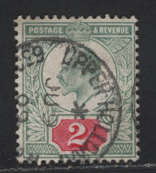 Lot 112 (C) Great Britain SC#130d (SG#227) 2d Pale Gray Green & Carmine Red King Edward VII, 1902-1910 King Edward VII Issue, A Fine Used Single, DLR Printing, Chalky Surfaced Paper