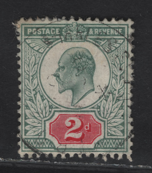 Lot 114 Great Britain SC#130f (SG#227) 2d Dull Blue Gren & Carmine King Edward VII, 1902-1910 King Edward VII Issue, A Very Fine Used Single, DLR Printing, Chalk Surfaced Paper