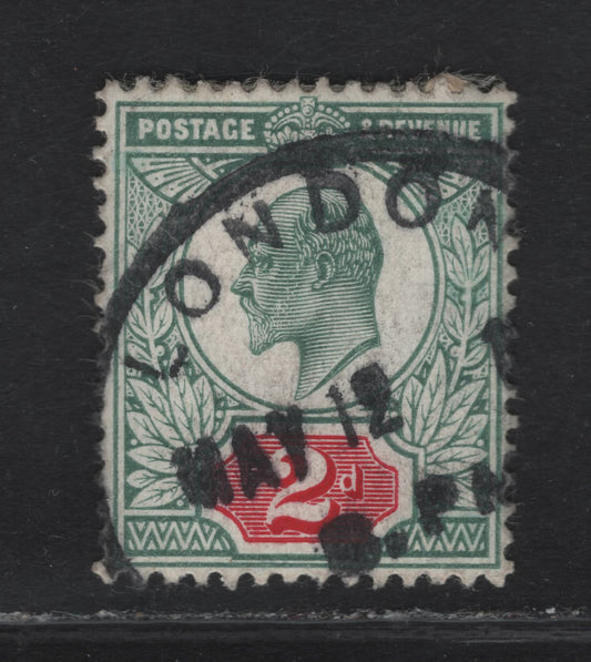Great Britain SC#130f (SG#229) 2d Dull Blue Green & Carmine King Edward VII, 1902-1910 King Edward VII Issue, A Very Fine Used Single, DLR Printing, Chalky Paper
