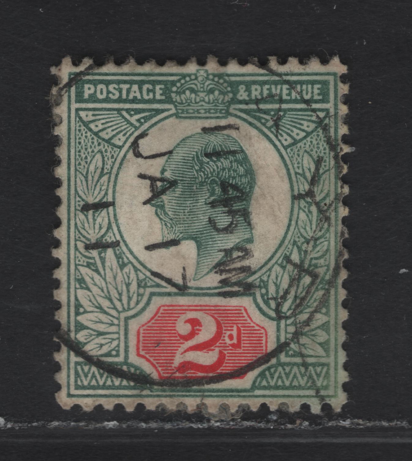 Lot 119 Great Britain SC#130f (SG#229) 2d Deep Dull Blue Green & Carmine Red King Edward VII, 1902-1910 King Edward VII Issue, A Very Fine Used Single, DLR Printing, Chalky Paper, SON January 17 1911 Ayr CDS.